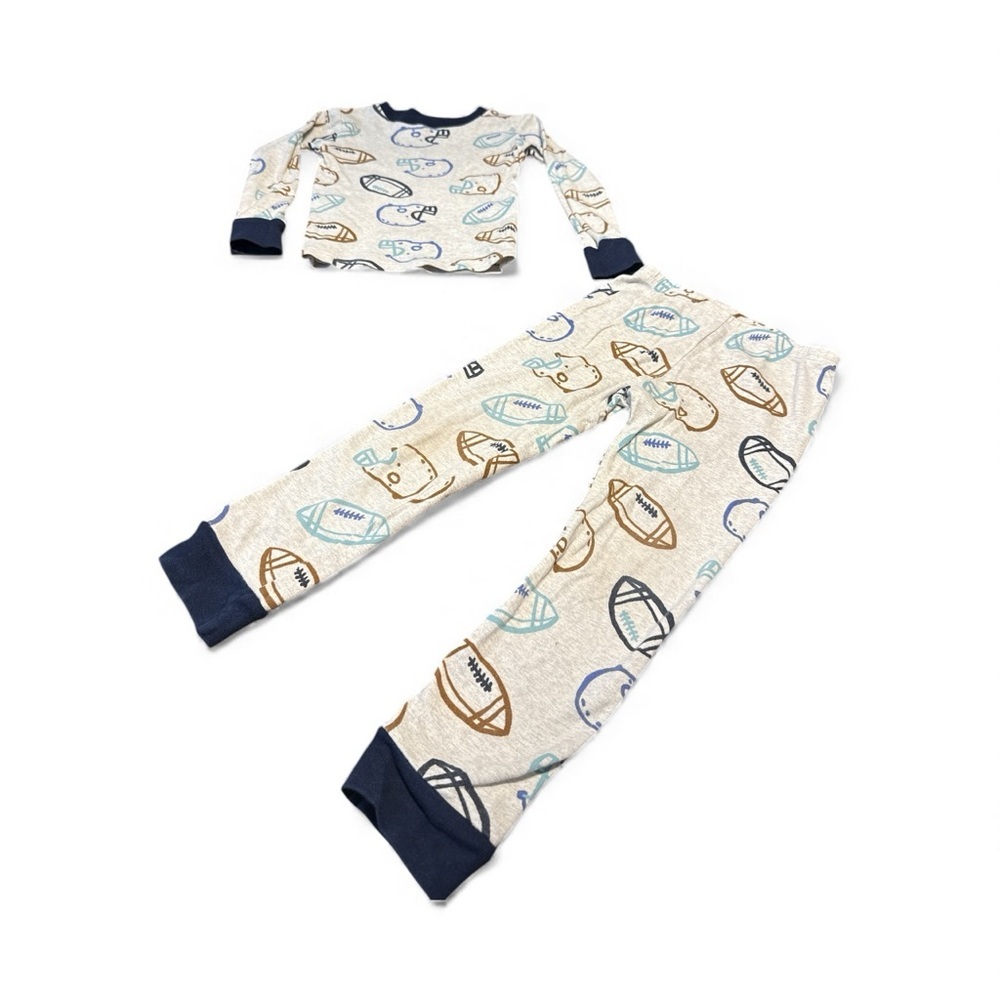 Carter's Cream and Blue Football Pajama Set